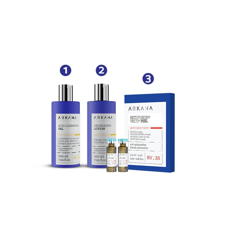 Peeling con retinolo vettorializzato e vitamine A, E, C incapsulate